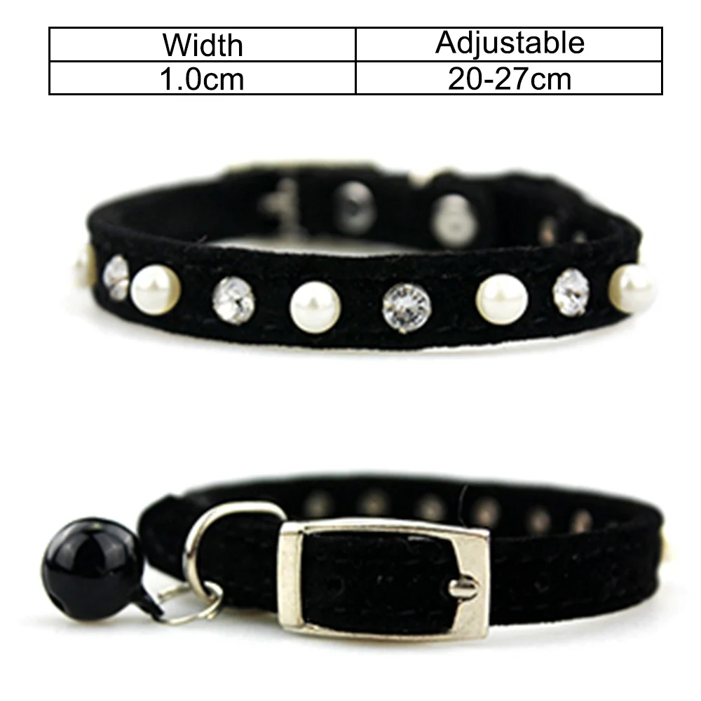 black-jw0002 Ошейник для кошки с колокольчиком для котенка и маленькой собаки, ошейник для питомца, украшения для щенка и кошки, выдвижной аксессуар JW0002 - Цвет: black-jw0002