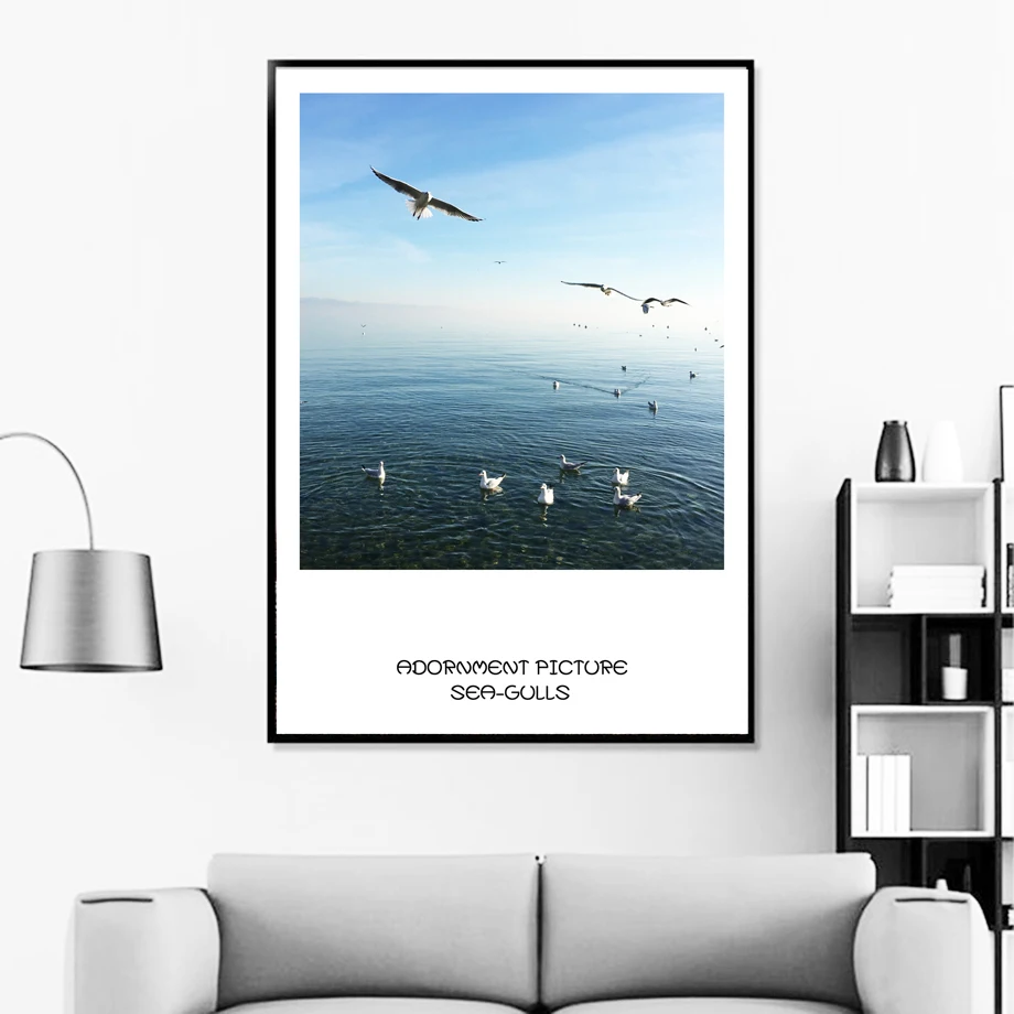 Скандинавские принты А4 модный постер с изображением океана чайки флока неба