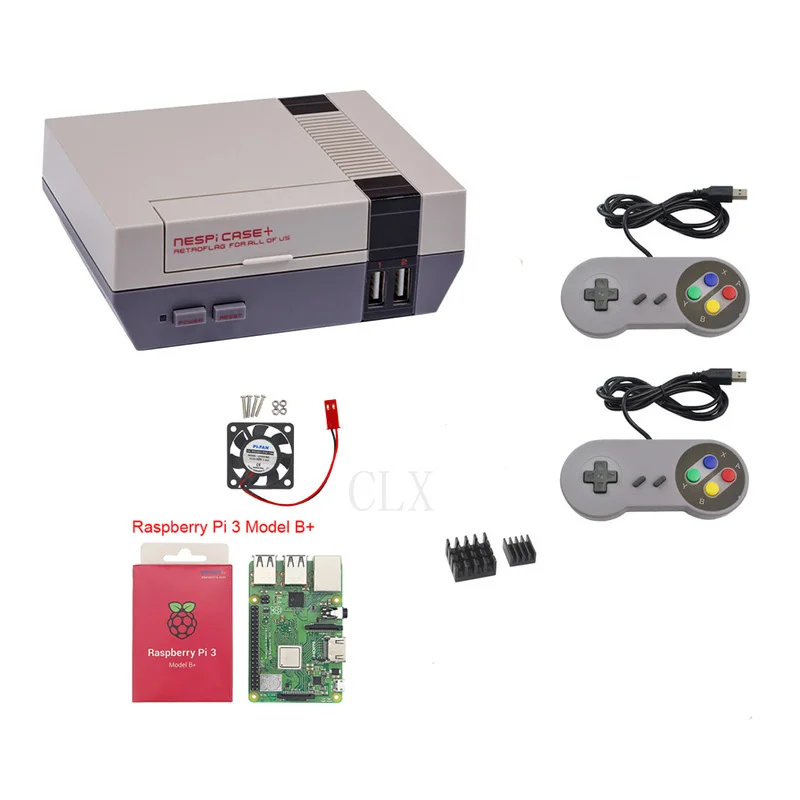 Raspberry Pi 3Bplus + чехол для NESPi коробка ретрофлага 32 ГБ вентилятор источник питания