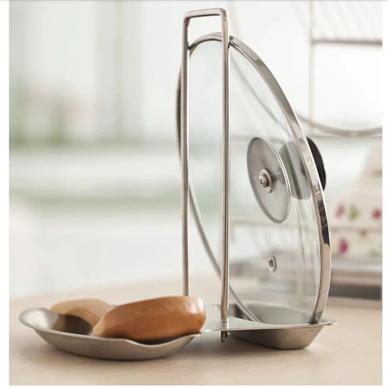 Кухонный органайзер стойка для крышек кастрюль держатель ложки из нержавеющей