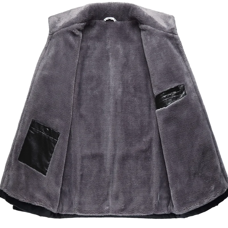 Мужская кожаная куртка черная ветрозащитная из искусственной кожи с меховым - Фото №1
