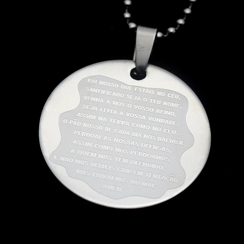 Нержавеющая сталь Бразильский Португальский Божья молитва собака бирка круглый