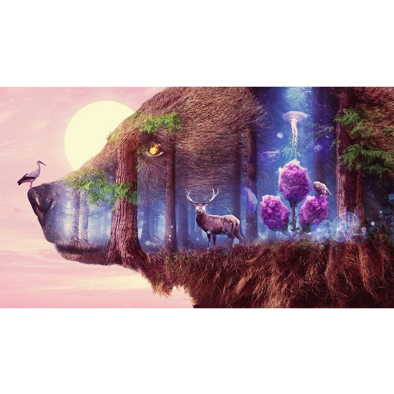 Full Round drill 5D DIY Diamond embroidery Landscape Bear Painting Cross Stitch Rhinestone Mosaic Handcraft decoration |