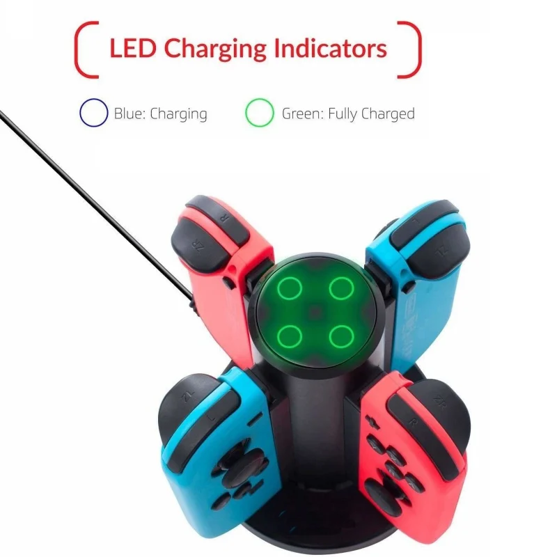 4 в 1 зарядное устройство Joy-Con док-станция светодиодные индикаторы зарядки