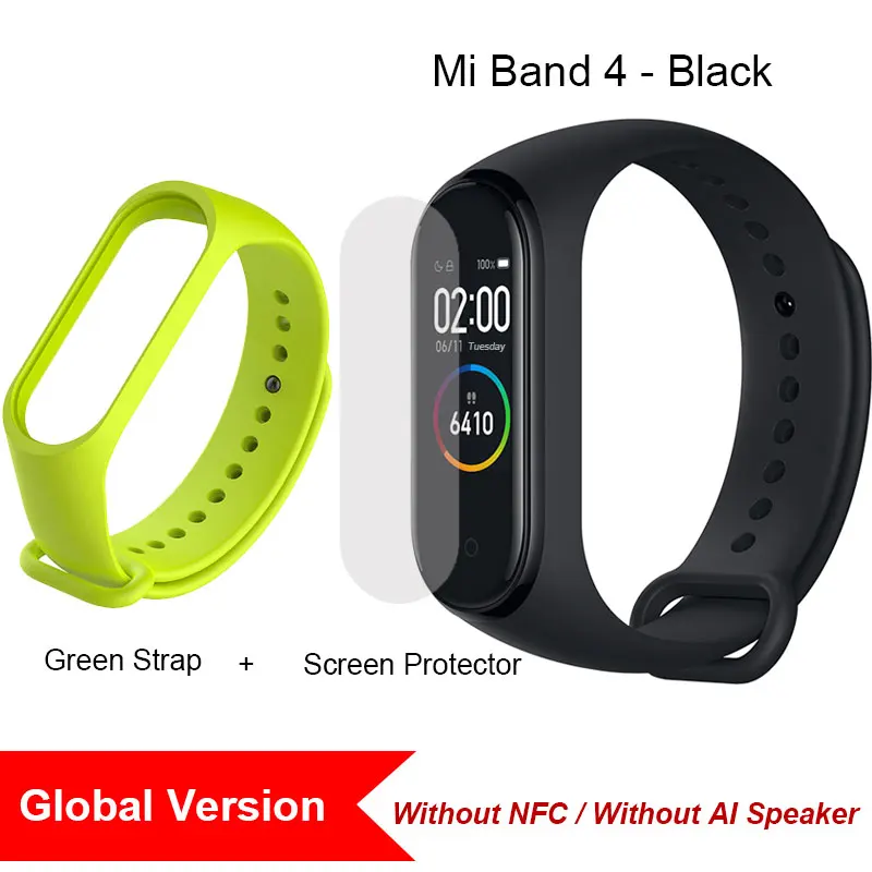 green strap film GL Xiaomi Mi Band 4, Умные часы цветной экран Bluetooth 5.0 Смарт-браслет Фитнес-сердечный ритм 135 мАч Смарт-браслет Смарт-часы Браслет здоровья смарт браслет фитнес браслет - Цвет: green strap film GL