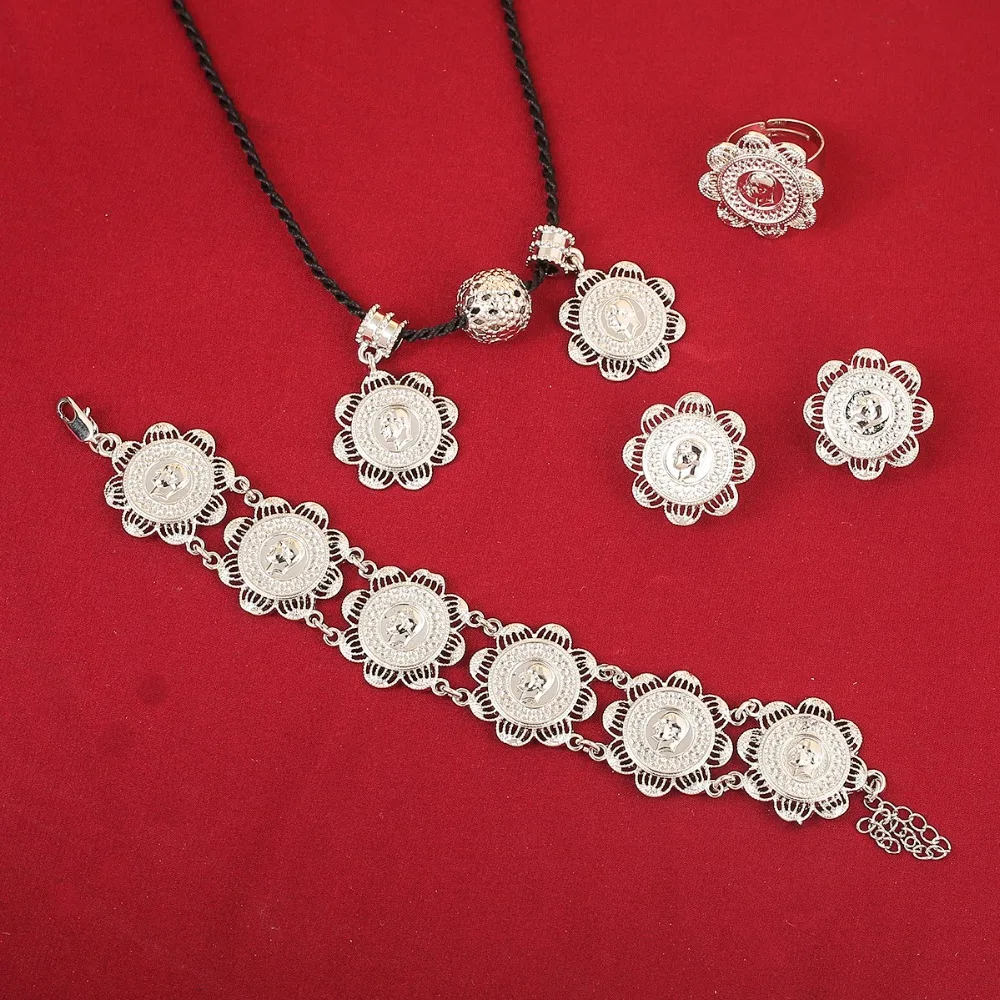 Женский ювелирный набор из эфиопских монет золотого цвета 22 к комплекты