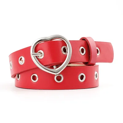 Red 2.5cm Женский пояс с двойной круглой пряжкой OLOME черного и красного цвета, женский ремень Riem Cinto Feminino Ceinture Femme Cinturon Mujer Harajuku Cinto - Цвет: Red 2.5cm