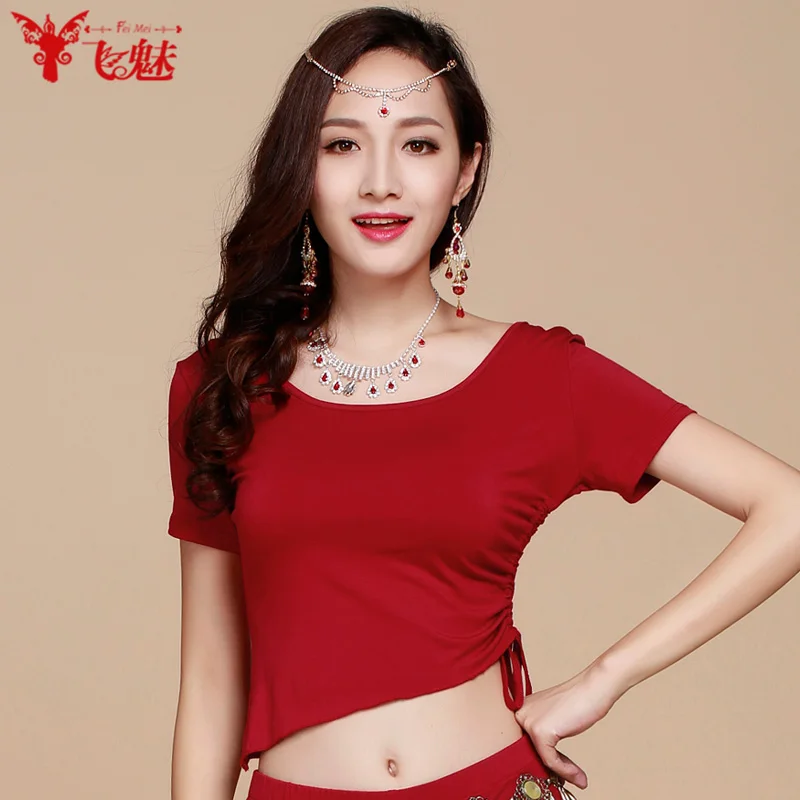 Женский костюм для танца живота футболка из модала с коротким рукавом и кулиской