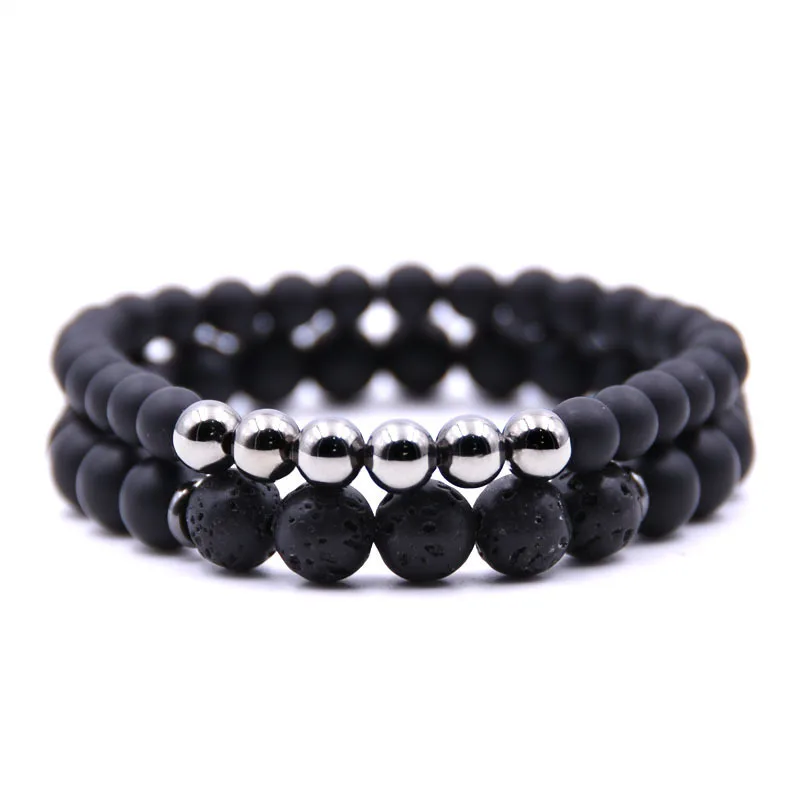 2018 модный качественный мужской браслет из натурального камня женский 6 мм и 8