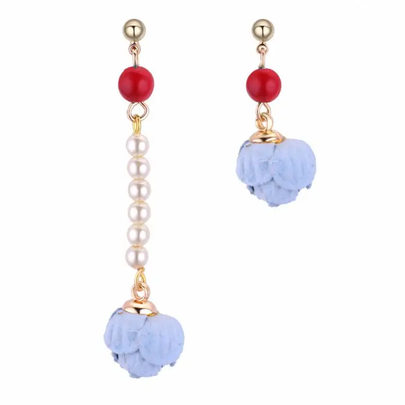 TONGKWOK Bohemia Exaggeration Dangle Earrings For Women Silk Thread Tassel Pearl rose Long Chandelier #131216 | Украшения и