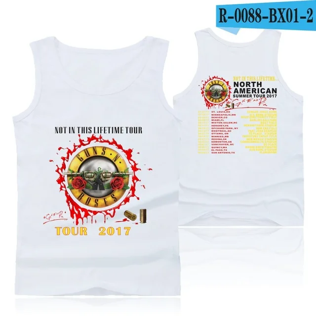 white GUNS N ROSES, панковские майки для фитнеса, майка без рукавов, летняя майка, майка для спортзала, Мужская одежда для бодибилдинга, ружья и розы - Цвет: white