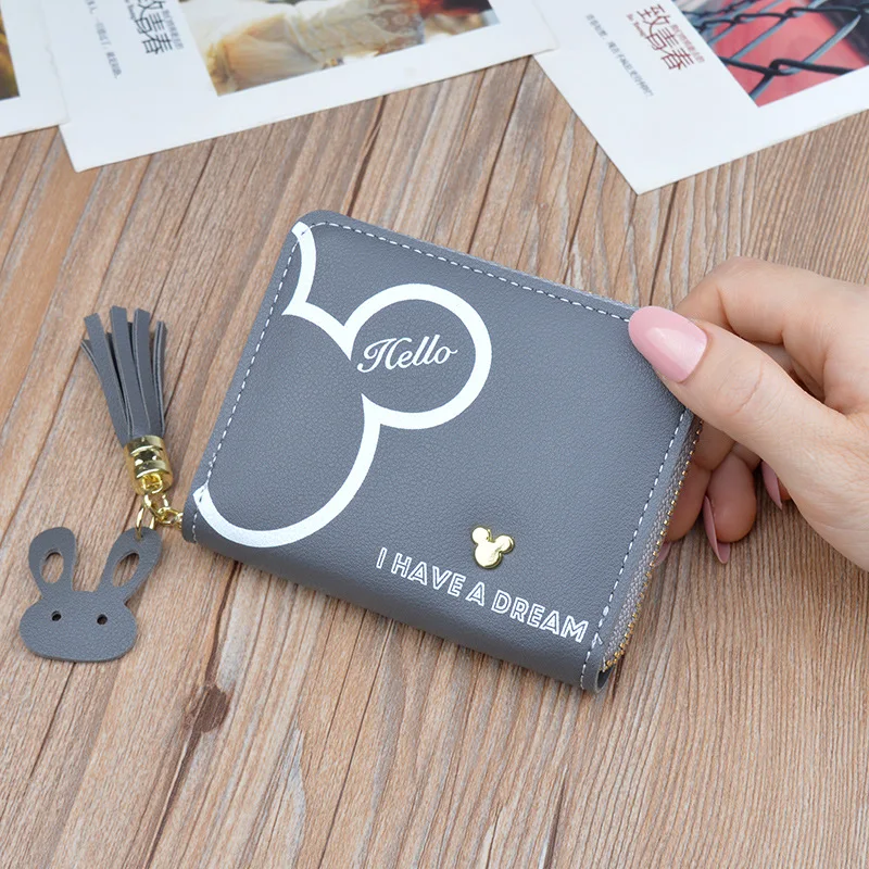 Новинка 2019 женские маленькие кошельки Короткие Кошельки на молнии кошелек Микки