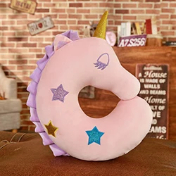 Pink u pillow Единорог голова плюшевая подушка Uincorn тело u-образная подушка для шеи фаршированный декор с животными Подушка желтый/зеленый/синий/розовый подарок для детей - Цвет: Pink u pillow