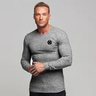 Machinefitness весенний мужской свитер с длинным рукавом, мужской однотонный Повседневный стрейчевый облегающий фитнес-костюм, брендовые вязаные пуловеры для мужчин