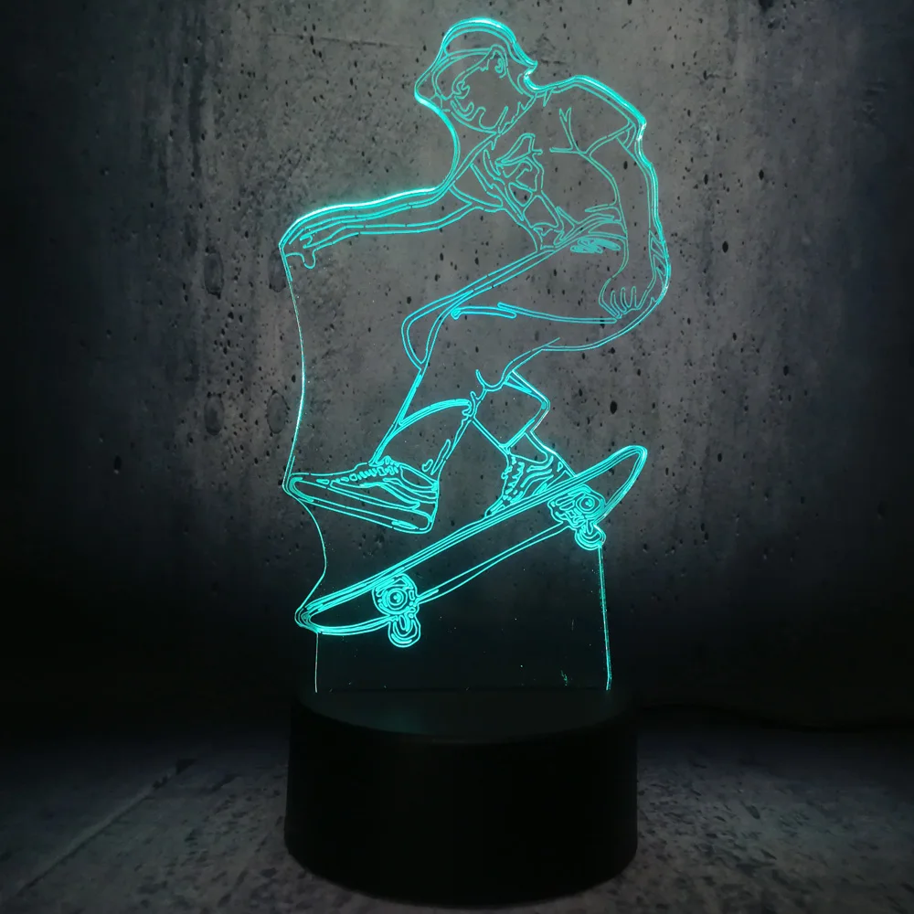 Дропшиппинг скейтборд Мальчик 3D светодиодный Ночник светильник Настольный