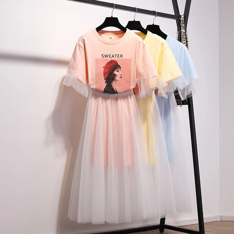 2019 Летняя женская одежда с коротким рукавом и круглым вырезом для девочек принт