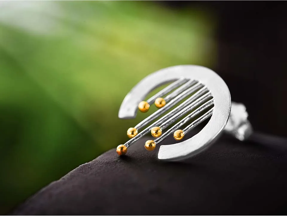 Lotus весело Настоящее 925 пробы серебро ручной работы ювелирные украшения Восточный элемент Винтаж шторы серьги гвоздики Acessórios для женщи