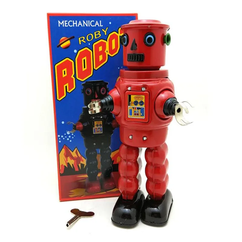 Винтажный Ретро Механический ROBY жестяной робот игрушка Классическая заводная