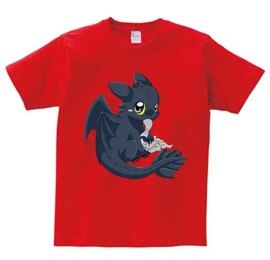 red childreT-shirt Карманная беззубистая футболка для мужчин, милые топы, Как приручить дракона, футболки с героями мультфильмов, летняя одежда, хлопковая Футболка MJ - Цвет: red childreT-shirt