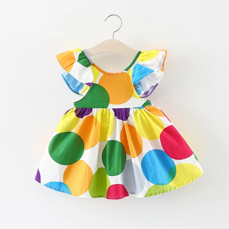 Summer Kids Dresses For Girls Colored Dots Princess Dress Baby Girl Clothes Graduation Gowns Children | Детская одежда и обувь