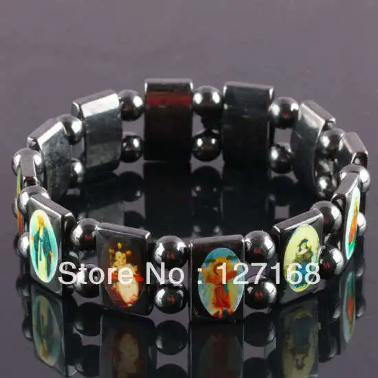 5 шт./лот четки икона иконы иисуса святых Магнитный гематит браслет бесплатная