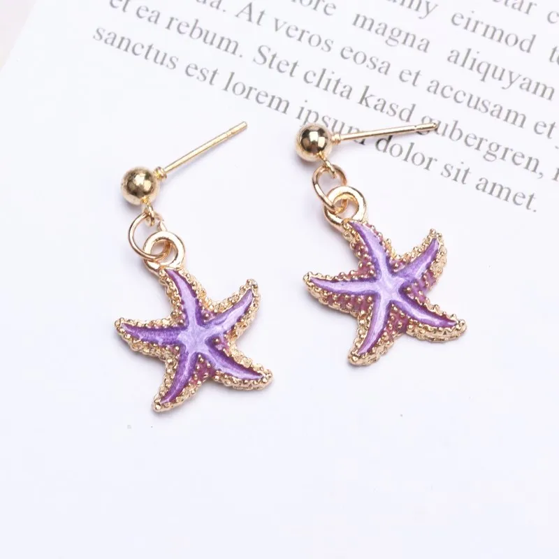 Женские серьги подвески с эмалью в форме морской звезды для самостоятельного