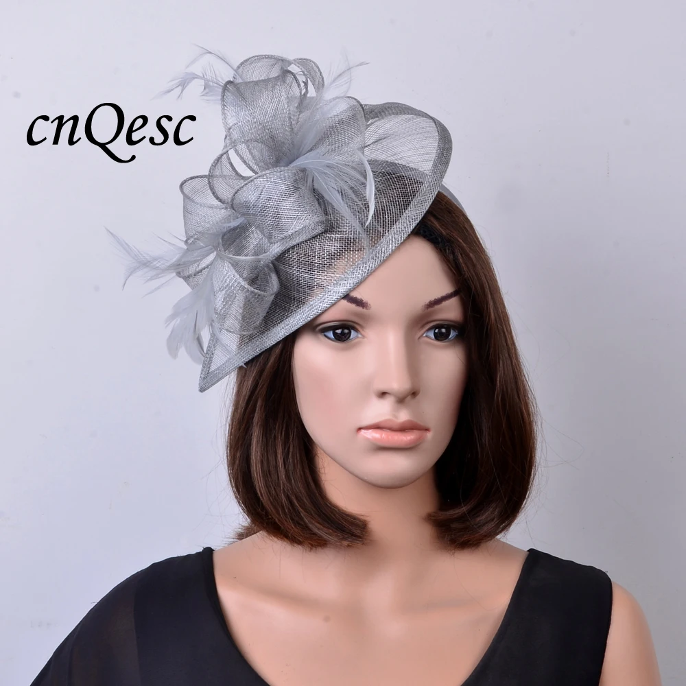 Оптовая продажа новых бежевых шляп sinamay для свадьбы женская шляпа Ascot гонки