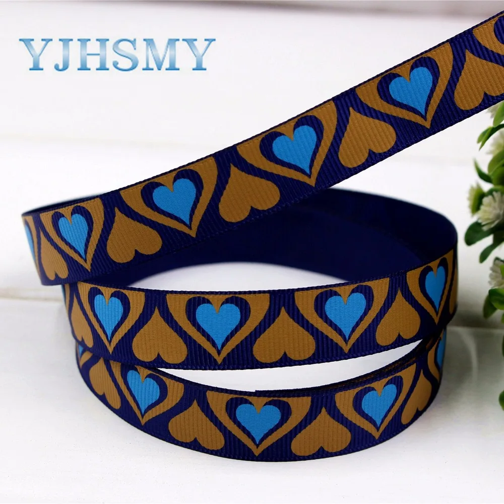 YJHSMY H-17420-1360, 16 мм 10 ярдов сердце печатных корсажные ленты, DIY ручной работы аксессуары для волос материал свадебный подарок обертывание