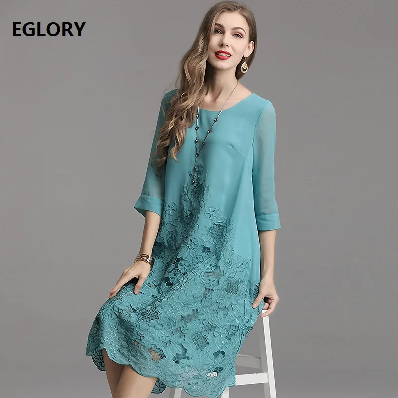 

Top Quality Brand Chinese Dress 2019 Summer Style Party Luxury Dress Women Hollow Out Embroidery Patchwork Blue Orange Red Dress