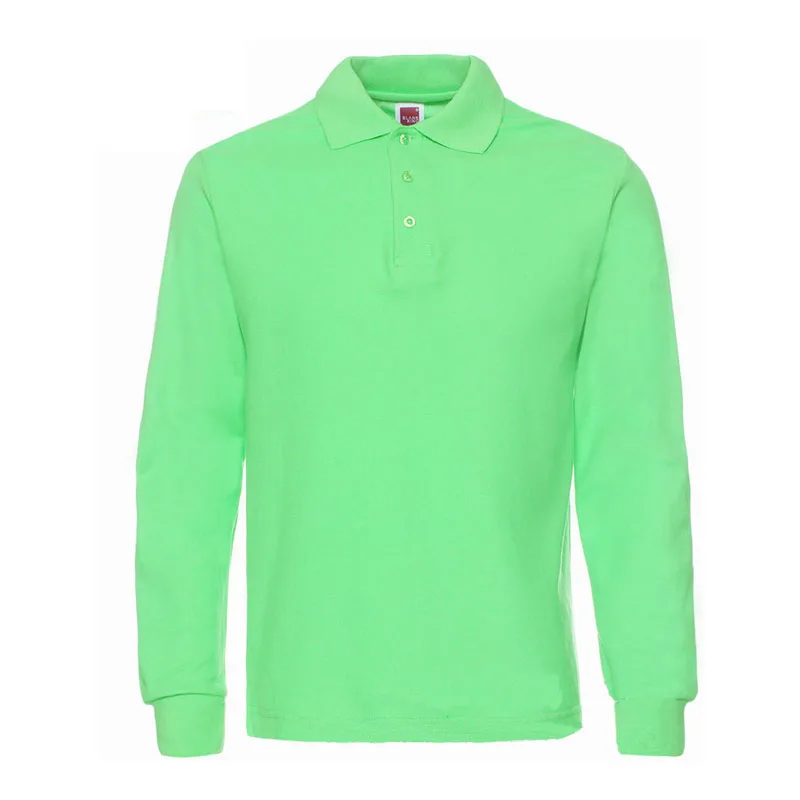 fluo green 10 шт. в партии, 3D вышивка логотипа Для мужчин поло с длинным рукавом поло унисекс Для женщин футболки XS-3XL большой рубашки поло для мужчин логотип - Цвет: fluo green