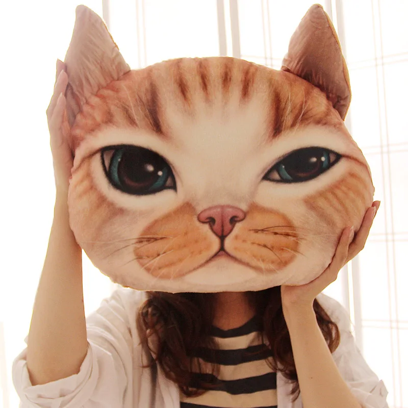 Японская мультяшная Реалистичная 3D подушка для кошек Автомобильная дома головы