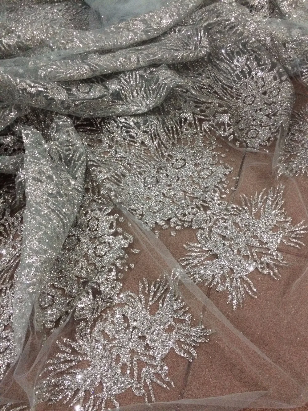 Специальная французская сетчатая вышитая кружевная ткань блестящая для