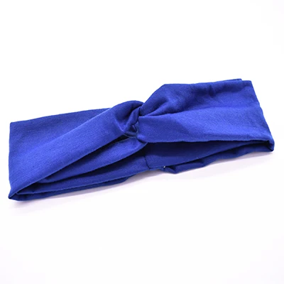 Royal Blue Женские хлопковые эластичные повязки на голову с цветочным принтом, тюрбан, Спортивная бандана, аксессуары для волос, повязки на голову, резинки для волос - Цвет: Royal Blue