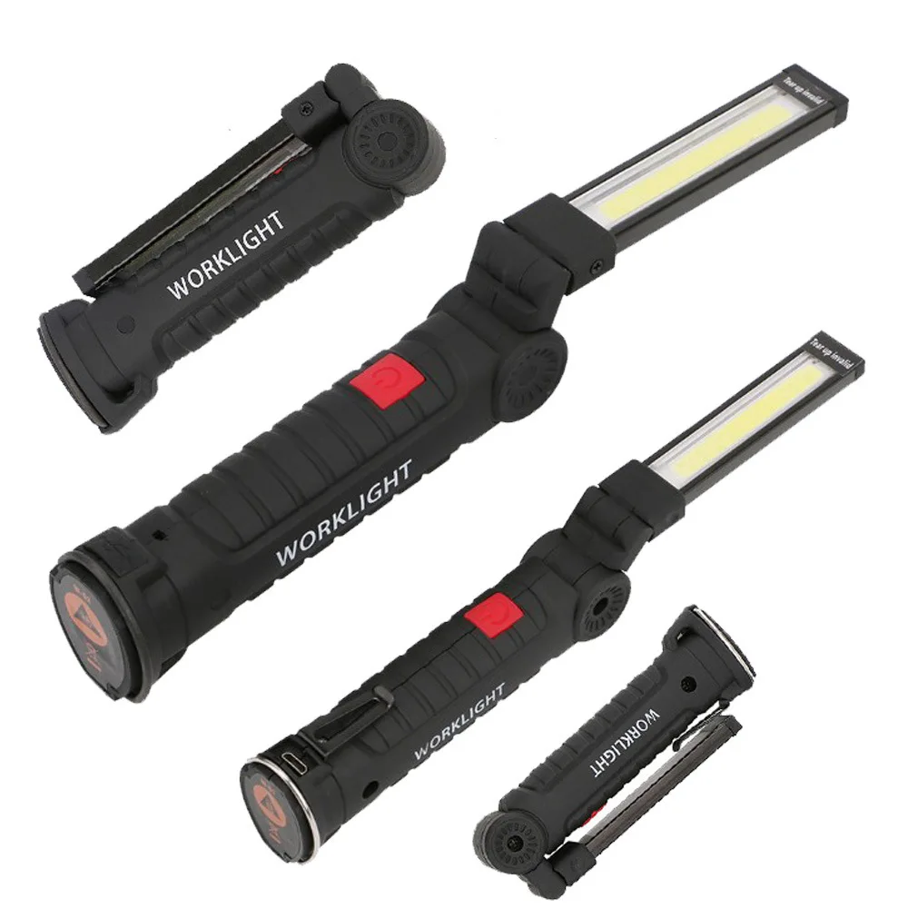 COB светодиодный фонарик Портативный 5 Режим USB Перезаряжаемые Рабочий фонарь