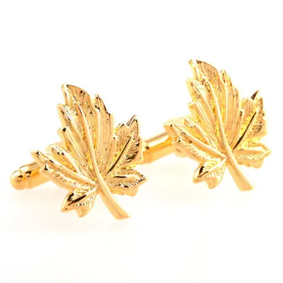 Золотая Кленовая запонка с листом 1 пара розничная продажа Бесплатная доставка