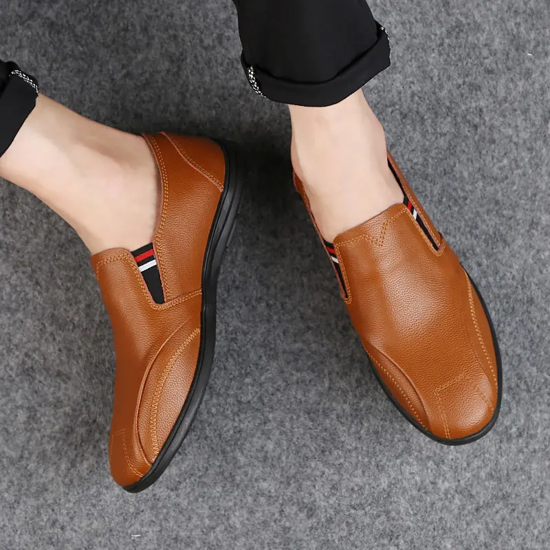 Men casual natural leather loafers boat shoes mocassin homme de luxe Fashion Slip On Driving Shoes Quality Soft | Обувь