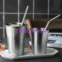 200pcs/lot Fast Shipping 6mm Straight & bend Stainless Steel Straw drinking straw 8.5" Length pipe