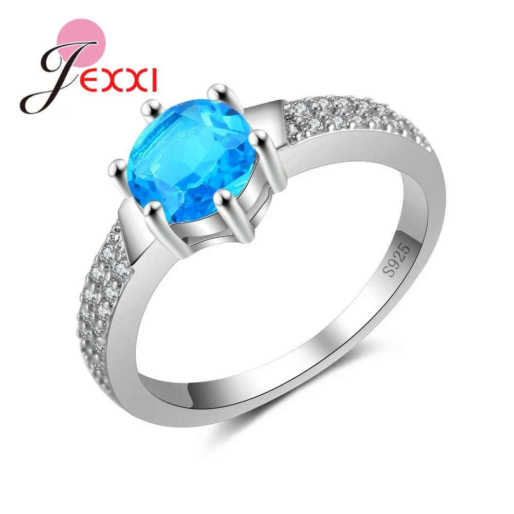 

Multi Color Crystal Ring For Girl Wedding Popular 925 Sterling Silver Rings For Women Anniversary Zircon Accessory