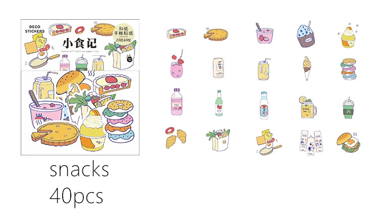 snacks Красочные бумажные стикеры s простые украшения дневник DIY Kawaii Канцелярские Стикеры s милый ручной работы клей Япония Скрапбукинг Стикеры - Цвет: snacks