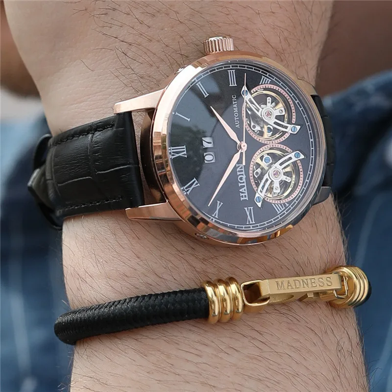 Часы наручные HAIQIN Мужские автоматические брендовые Роскошные модные