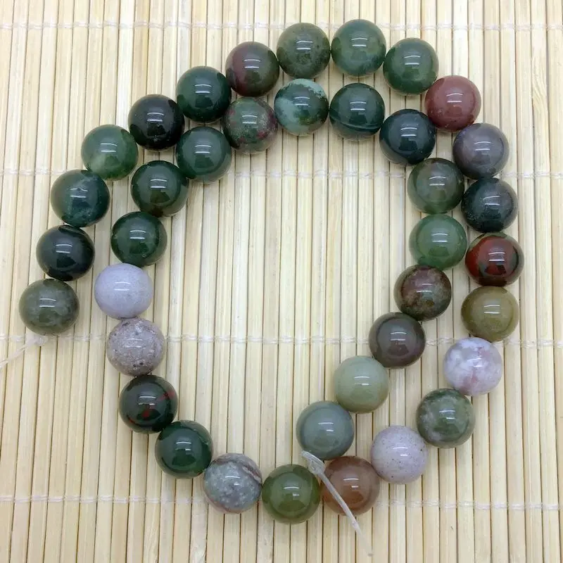 Beadztalk Natural Stonel Beads Indian Agates Round Fancy Jaspers 4 6 8 10 12 MM DIY Jewelry Making Supplies | Украшения и