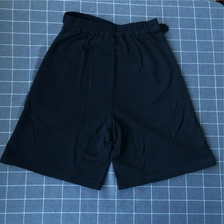 Женские повседневные хлопковые шорты выше колена черные свободные с эластичной