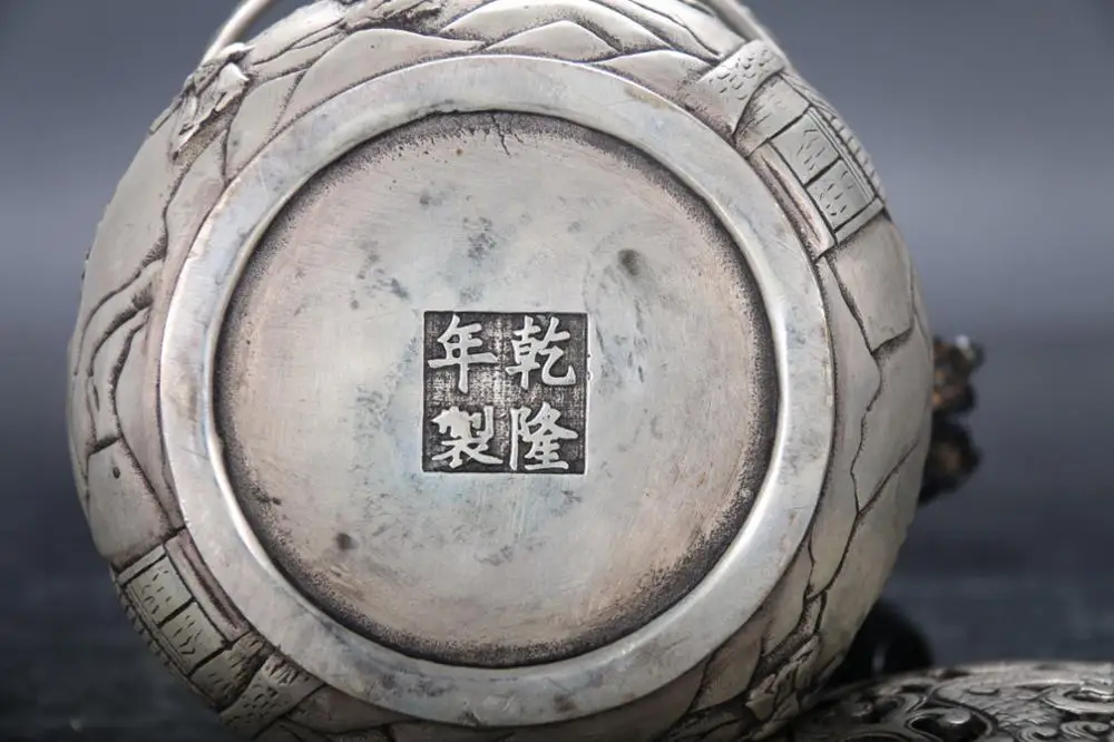 Китайская ручная резьба Miao Серебряная куриная горелка изысканный qianlong mark|Статуи