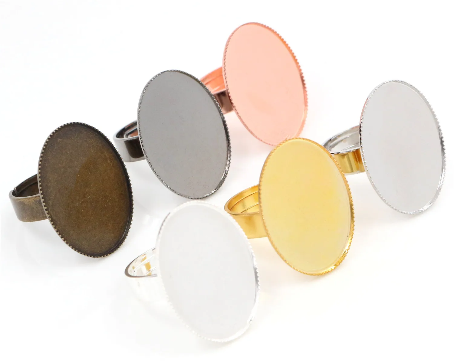 18x25mm 10pcs/Lot 7 Colors Plated Brass Oval Adjustable Ring Settings Blank/Base Fit Glass Cabochons | Украшения и аксессуары