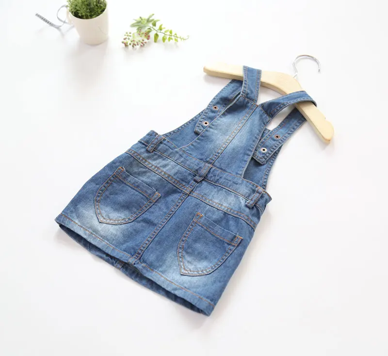 Сарафан для девочек мягкий джинсовый сарафан с вышивкой в виде цветов детские