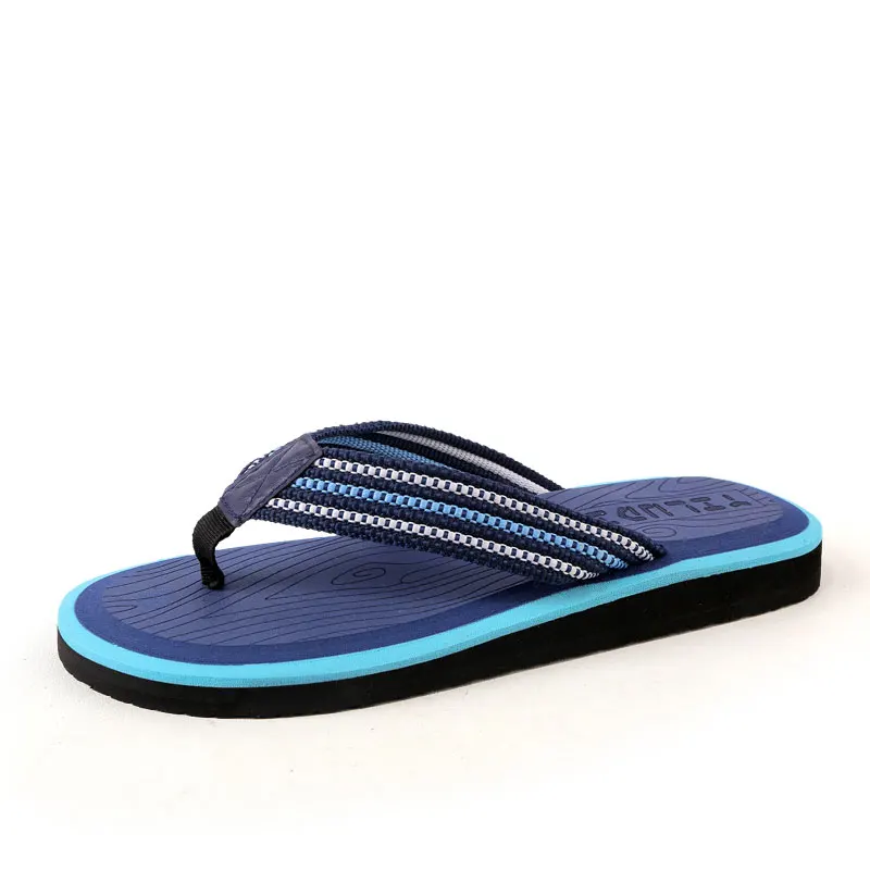 BLUE Zapatillas hombre; мужские сандалии; Новинка года; дышащие Вьетнамки; мужские уличные Тапочки для ванной; высокое качество; мужская обувь на плоской подошве в полоску - Цвет: BLUE