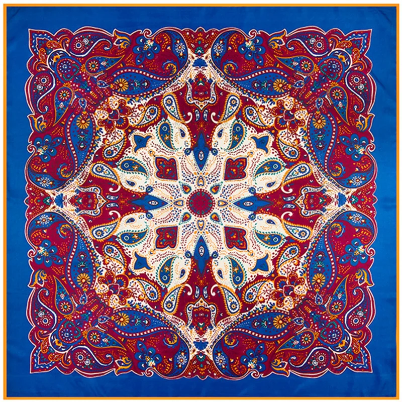 

NIUPOZ 100*100cm Twill Silk Square Scarf Cashew Bohemia Style Women Foulard Muslim Hijab Headband Long Shawl&Wrap M233