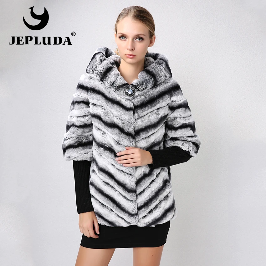 JEPLUDA Высокое Качество Шуба Из Кролика Рекс Мех Кожаная Куртка Женская Меховая с