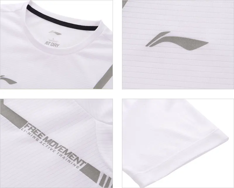 Li-Ning мужские футболки для тренировок, дышащие, полиэстер, с коротким рукавом, с подкладкой, удобные, спортивные, ATSP199 MTS3117