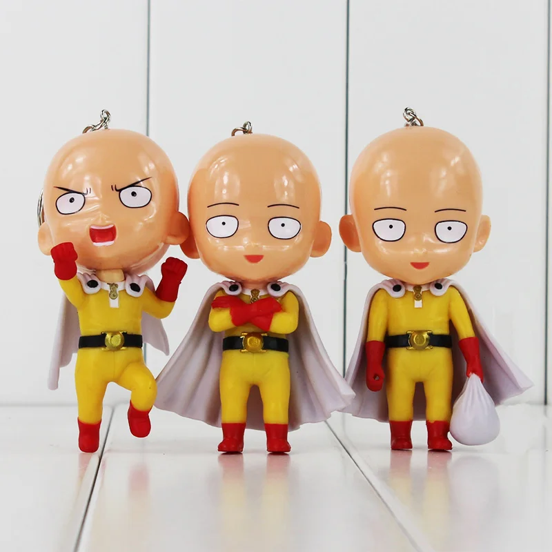 

ONE PUNCH MAN With Keychain Saitama Sensei Action Figure PVC Doll Pendant Toys 10-12cm
